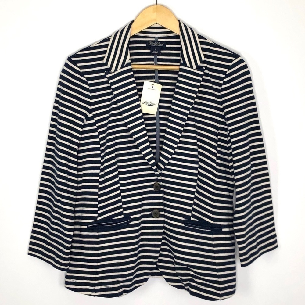 NWT LUCKY BRAND STRIPED KNIT BLAZER M